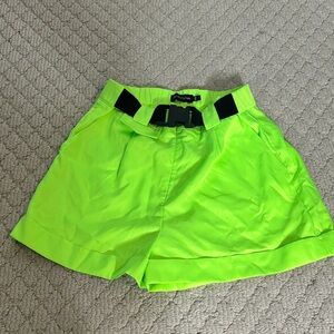 PrettyLittleThing Neon Green High Waist Shorts